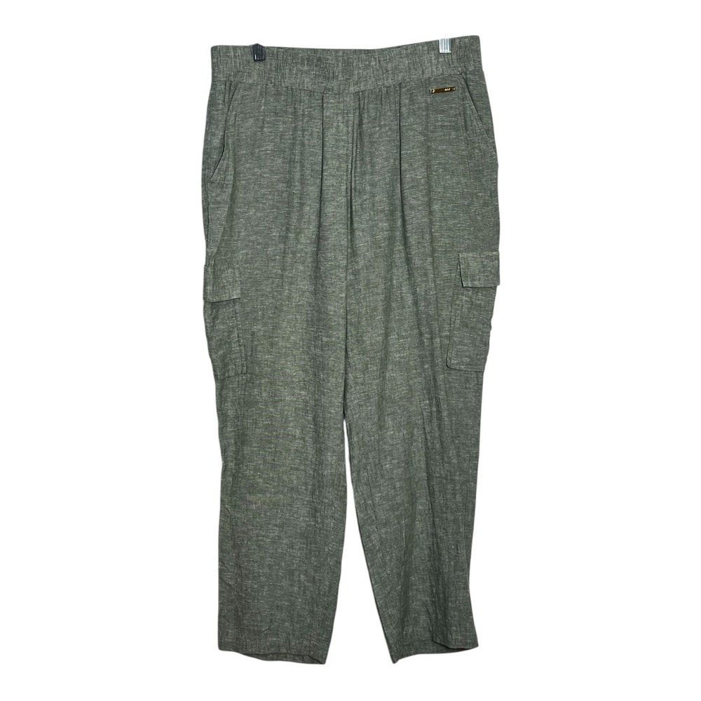 Jones New York Signature Womens Small Olive Green Linen Blend Cargo Pants JNY